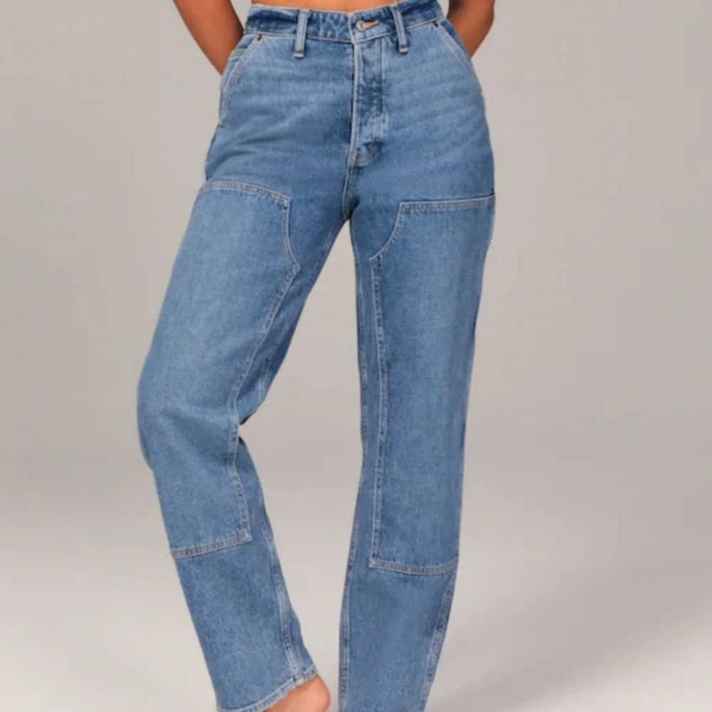 High-Rise Carpenter Straight Jeans - Light Blue